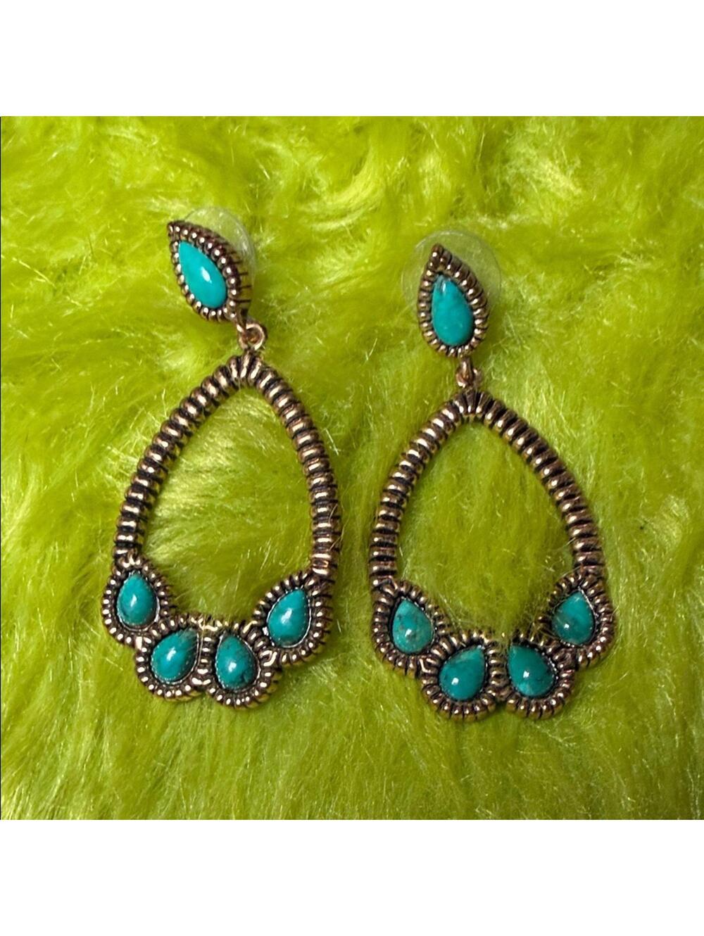 Studio Barse Turquoise and Gold Teardrop Earrings